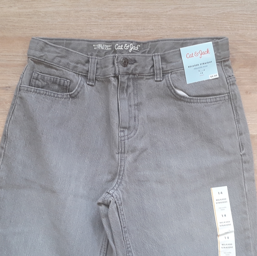 Cat & Jacked Relaxed Straight Jeans - Boy's Size 14 Gray Jeans - Picture 6 of 11